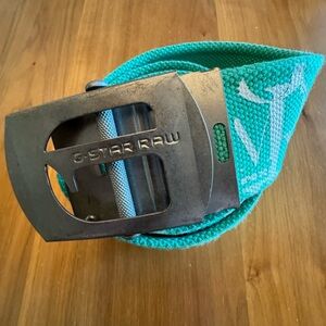 G STAR RAW DENIM BELT M/L TEAL WIDE BRAND NEW